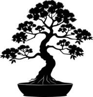 un negro silueta de un bonsai árbol vector