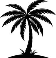 A black silhouette of a coconut tree vector