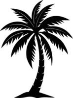 A black silhouette of a coconut tree vector