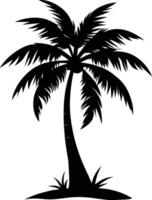 A black silhouette of a coconut tree vector