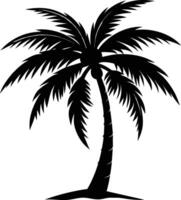 A black silhouette of a coconut tree vector