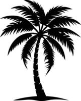 A black silhouette of a coconut tree vector