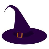 Purple witch hat with buckle. illustration isolated on white background. vector
