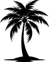 A black silhouette of a coconut tree vector