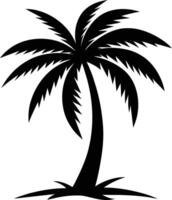 A black silhouette of a coconut tree vector