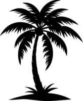 A black silhouette of a coconut tree vector