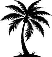 A black silhouette of a coconut tree vector