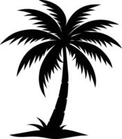 A black silhouette of a coconut tree vector