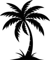 A black silhouette of a coconut tree vector