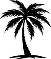 A black silhouette of a coconut tree vector