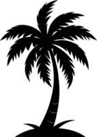 A black silhouette of a coconut tree vector