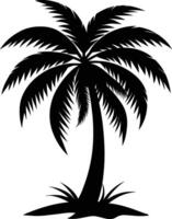 A black silhouette of a coconut tree vector