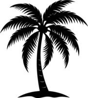 A black silhouette of a coconut tree vector