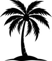 A black silhouette of a coconut tree vector