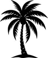 A black silhouette of a coconut tree vector