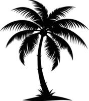 A black silhouette of a coconut tree vector