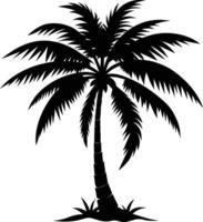 A black silhouette of a coconut tree vector