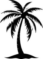 A black silhouette of a coconut tree vector