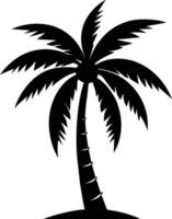 A black silhouette of a coconut tree vector