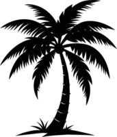 A black silhouette of a coconut tree vector