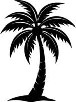 A black silhouette of a coconut tree vector