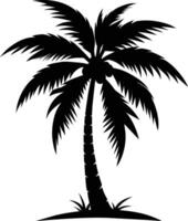 A black silhouette of a coconut tree vector