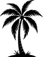 A black silhouette of a coconut tree vector