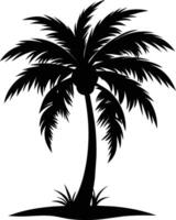 A black silhouette of a coconut tree vector