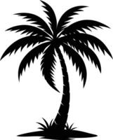 A black silhouette of a coconut tree vector