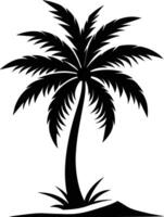 A black silhouette of a coconut tree vector