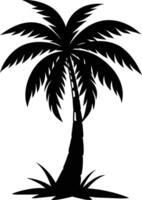 A black silhouette of a coconut tree vector