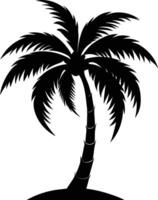 A black silhouette of a coconut tree vector