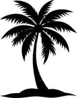 A black silhouette of a coconut tree vector