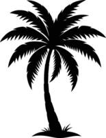 A black silhouette of a coconut tree vector