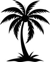 A black silhouette of a coconut tree vector