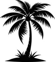 A black silhouette of a coconut tree vector