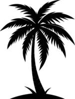 A black silhouette of a coconut tree vector