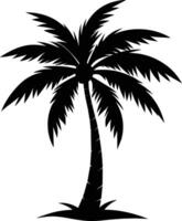 A black silhouette of a coconut tree vector