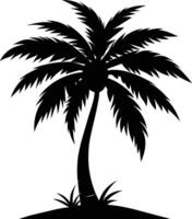 A black silhouette of a coconut tree vector