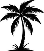 A black silhouette of a coconut tree vector