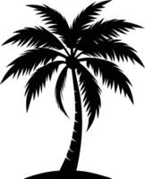 A black silhouette of a coconut tree vector