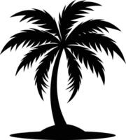 A black silhouette of a coconut tree vector