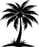 A black silhouette of a coconut tree vector