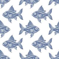 Seamless pattern, silhouettes of sea fish with water bubbles on a white background. Printing, textiles vector