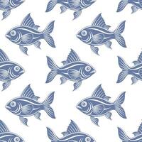 Seamless pattern, silhouettes of sea fish with water bubbles on a white background. Printing, textiles vector