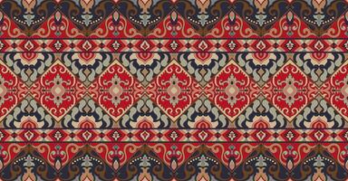 abstract pattern of fire red ethnic tribe seamless fabric pattern carpet border vector