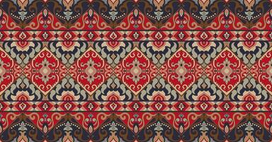 abstract pattern of fire red ethnic tribe seamless fabric pattern carpet border vector