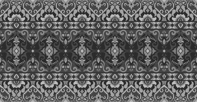 black and white abstract pattern ethnic tribe seamless fabric pattern carpet border vector