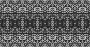 black and white abstract pattern ethnic tribe seamless fabric pattern carpet border vector