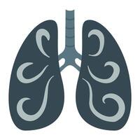 Unhealthy lungs damaged by smoking vector